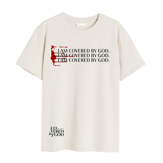Tan "I Am Covered By God" w/ Blood T-Shirt
